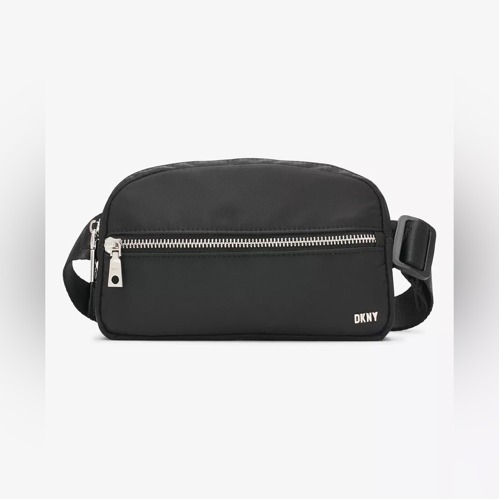 DKNY Bodhi Black Nylon Belt Bag • Silver Hardware • Fanny Pack • Like New